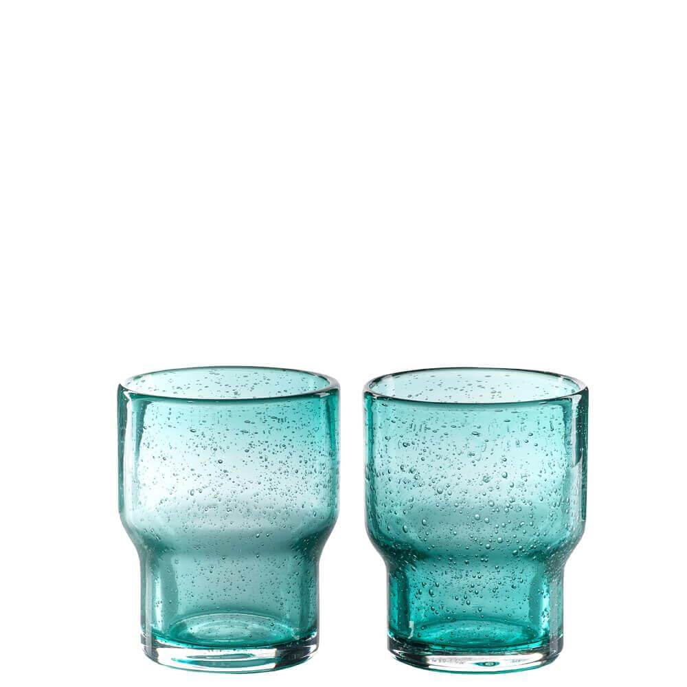 Sur La Table Colour Me Happy Set of 2 Green Stacking Glass Tumblers